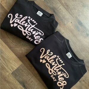 Logo Athletic Black Sweatshirt with Pink Valentine's Print